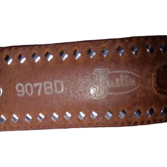 Justin Belt Mens Size 40 Brown Silver Leather Concho Western 9078 D - Picture 5 of 9